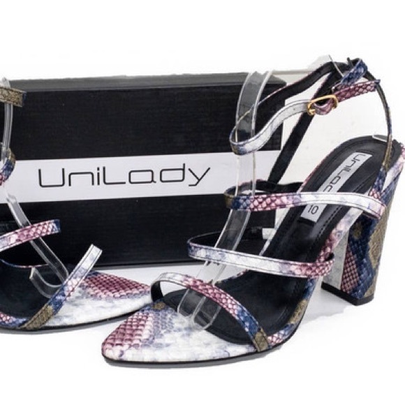 Shoes - Multi snake block heel